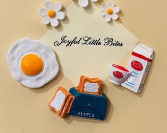 Breakfast Food Magnet Set: Handmade Kitchen Decor, Fridge Magnets (3pcs)