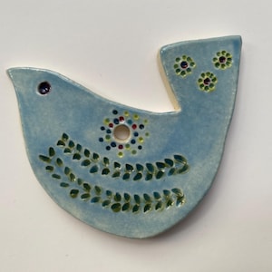 Baby Blue Scandinavian Bird Ceramic Ornament