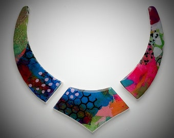 3 pc Boho design collar sides(4 x1 inches) center(1 3/4 x 3 1/2 inches)