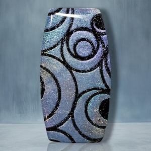 Abstract Design Polymer Clay Cabochon - Handmade Resin Art 30 x 60mm barrel shape