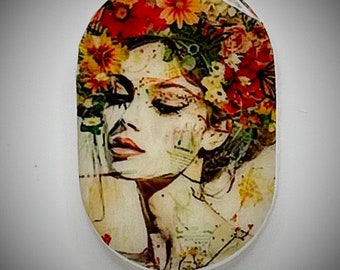 Flower beauty 35mm x50mm rounded oval