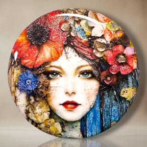 Sparkle Red Beauty Polymer Clay Cabochon - Handmade Resin Art 45mm round