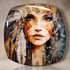 Sparkle Native Beauty Polymer Clay Cabochon - Handmade Resin Art 45mm rounded square