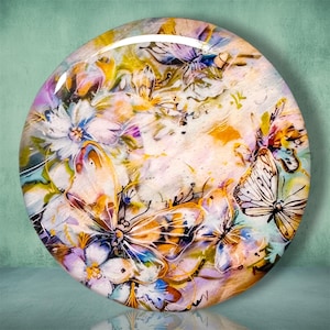 Butterflies Polymer Clay Cabochon - Handmade Resin Art 45mm round