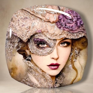 Sparkle Parisian Polymer Clay Cabochon - Handmade Resin Art 45mm rounded square
