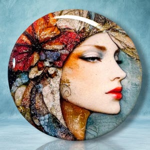 Sparkle Beauty Polymer Clay Cabochon - Handmade Resin Art 45mm round