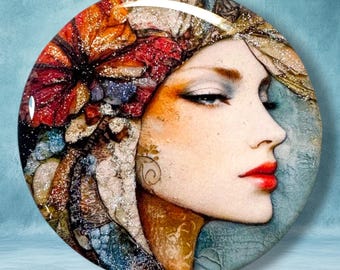 Sparkle Beauty Polymer Clay Cabochon - Handmade Resin Art 45mm round
