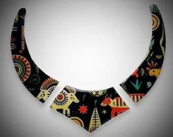 3 pc African design collar sides(4 x1 inches) center(1 3/4 x 3 1/2 inches)