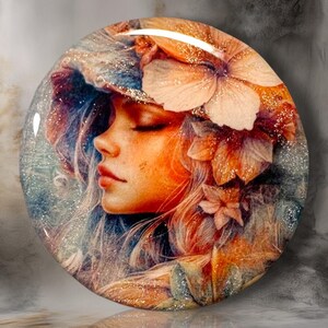 Sparkle Warm Beauty Polymer Clay Cabochon - Handmade Resin Art 45mm round