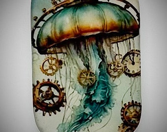 Steampunk jelly fish 35mm x50mm rounded rectangle