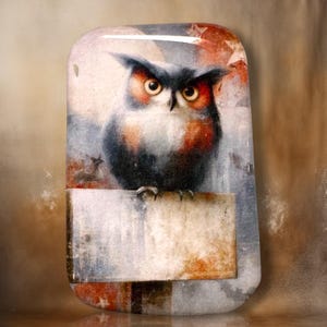 Halloween Owl Polymer Clay Cabochon - Handmade Resin Art 30 x 45mm rectangle