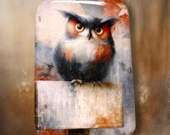 Halloween Owl Polymer Clay Cabochon - Handmade Resin Art 30 x 45mm rectangle