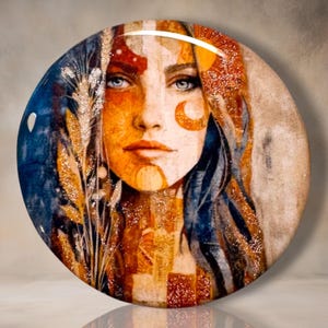 Sparkle Moon Beauty Polymer Clay Cabochon - Handmade Resin Art 45mm round