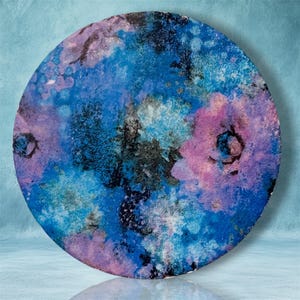 Blue/Pink Flowers 45mm round (no resin)
