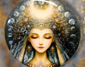 Sparkle Oracle Polymer Clay Cabochon - Handmade Resin Art 45mm round