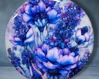 Lavender Bunch Polymer Clay Cabochon - Handmade Resin Art 45mm round