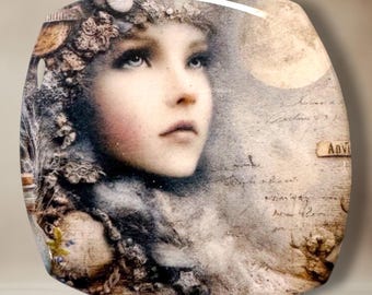 Moon Child Polymer Clay Cabochon - Handmade Resin Art 45mm rounded square