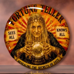 Fortune Teller Polymer Clay Cabochon - Handmade Resin Art 35mm round