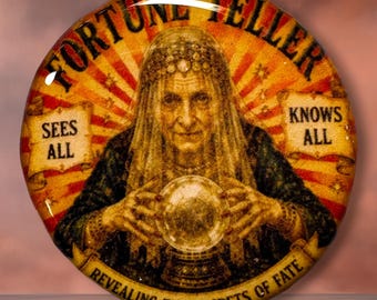 Fortune Teller Polymer Clay Cabochon - Handmade Resin Art 35mm round