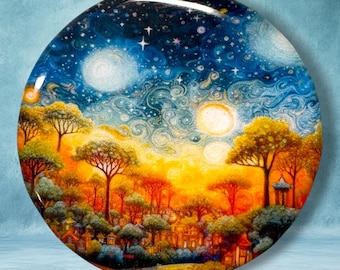 Jungle Polymer Clay Cabochon - Handmade Resin Art 45mm round