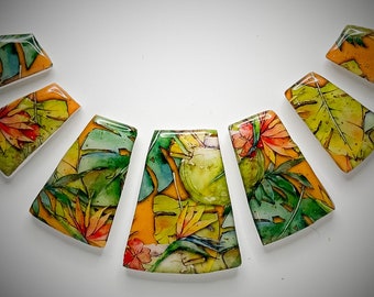 Tropical Flower design Collar (7 pcs) 5 1/2 x 2 inch