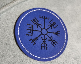 Vegvisir Icelandic Norse Compass Leather Iron On Patch 3x3 inches