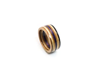 Wooden Skateboard Ring (black/brown/purple)