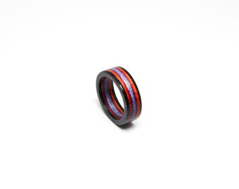 Wooden Skateboard Ring (Black/red/purple)