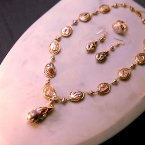 Natural Freshwater Baroque Pearl Necklace| Baroque Ring| Baroque earrings| Hand-woven| Gift For Her| Jewelry Sets| necklace for women