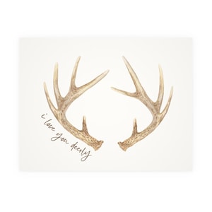 Je t'aime deerly carte | Amour, histoire d'amour, anniversaire, cerf, chasse, chasseur, chiot, Saint-Valentin, physique Carte de vœux