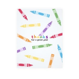 Merci pour une excellente année | Merci, crayons de couleur, école, professeur, étudiants, école, physique Carte de vœux