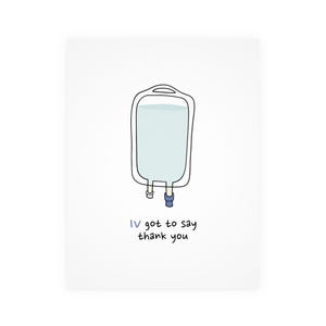Tarjeta de agradecimiento por IV / Gracias, IV, juego de palabras médico, enfermera, doctor, tarjeta de felicitación física