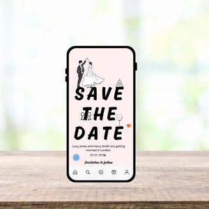 Save The Date Electronic Wedding E-Invite, Editable Customizable Digital Invitation Template, Digital Save The Date Birthday Template