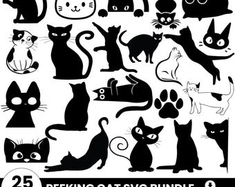 Peeking Cat SVG Bundle: Silhouette Cut Files (Digital Download)
