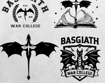 Basgiath War College SVG Bundle: Fourth Wing Dragon Designs (PNG, EPS)