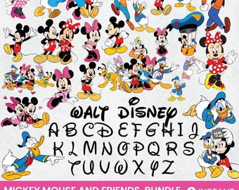 Topolino e i suoi amici Pluto Pippo Paperino Minnie Volti dei personaggi, svg png jpg TTF bundle Download immediato