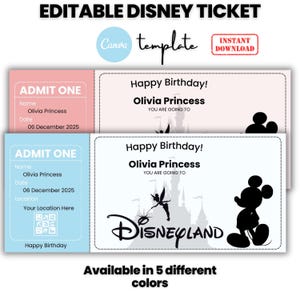 Printable Disneyland Surprise Ticket Template,DIY Tickets Template,Disneyworld Ticket,Disneyworld Trip, Gift Reveal,Editable Boarding Pass