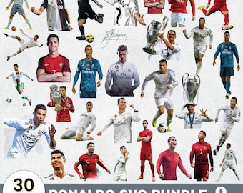 Cristiano Ronaldo CR7 SVG PNG Bundle: Football Art, Stickers, and Silhouettes