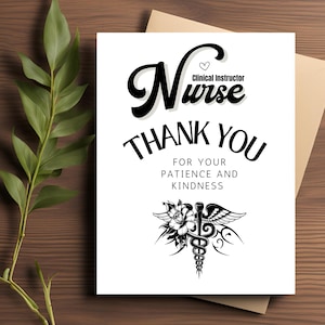 Idée cadeau de remerciement pour professeur de clinique en soins infirmiers Idée cadeau pour professeur d'infirmière autorisée Carte de remerciement pour professeur de sciences infirmières à imprimer