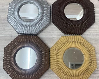 VTG Homeco Interior Yellow Brown Silver Mirror Boho Wall Decor