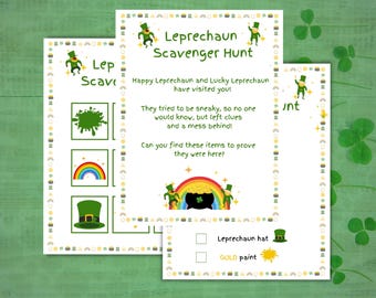 St Patrick's Day Leprechaun Scavenger Hunt Game for Kids (Digital Download)