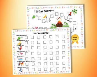 Dinosaur Potty Chart Bundle: Step-by-Step Training for Toddlers (Digital Download)