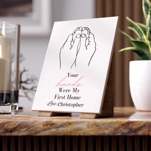 Personalized Mother's Day Ceramic Tile Gift From Kid Custom Name Line Art Baby Feet Hands Keepsake for Mom Sentimental Decor