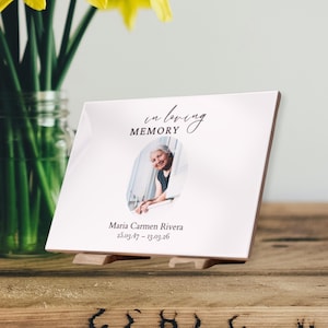 Personalized In Loving Memory Ceramic Tile, Custom Memorial Photo Tribute, Funeral Keepsake, Celebration of Life, Sympathy Gift, Memorial