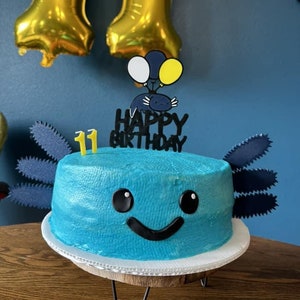 Axolotl Birthday Cake Topper with Cake Gills and Axolotls Bundles