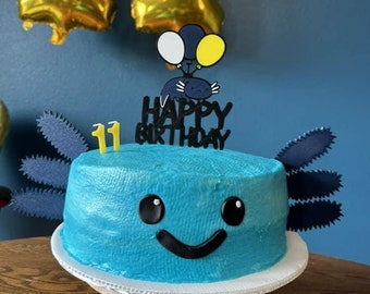 Axolotl Birthday Cake Topper with Cake Gills and Axolotls Bundles