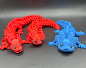 Axolotl Trio articulating 3d printed Axolotls Flexilotl articulotl