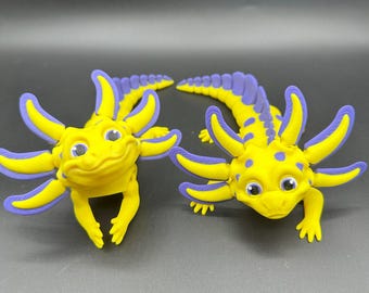 Axolotl Banana Split Large Detailed Articulating 3D Printed Amphibian Salamander
