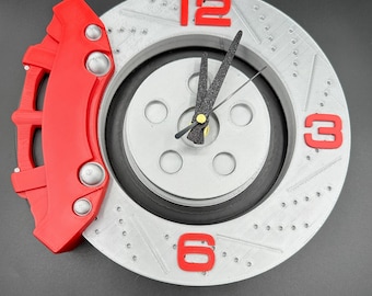 Brake Rotor and Caliper Clock Automotive Wall Decor