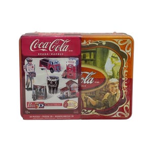 Vintage Coca-Cola Collectibles Tin with 3D Puzzles – 6 Iconic Models